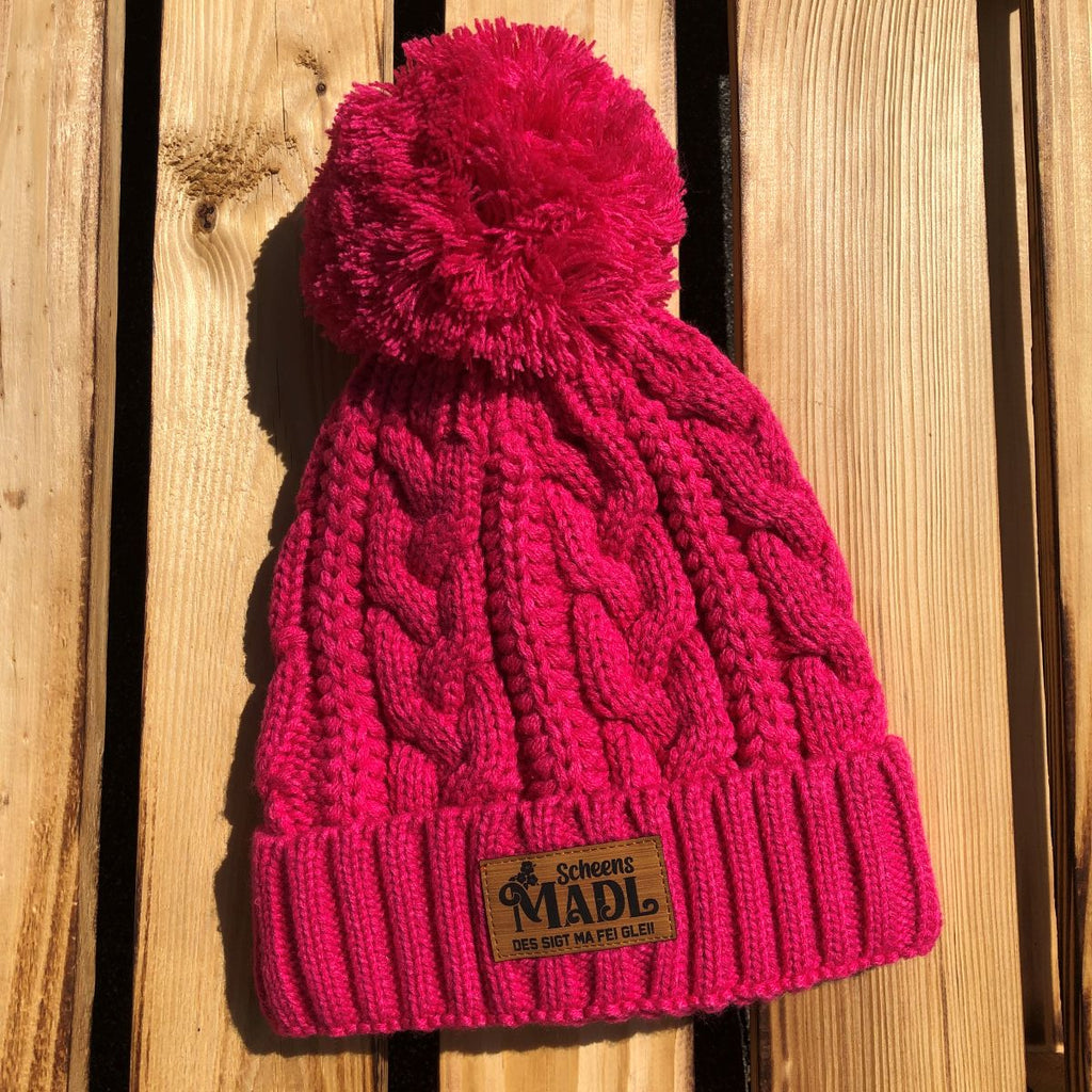 Bommlmützn #SCHEENS MADL Bayerische Bommelmütze für Damen | Strickmütze mit Winter-Bommel