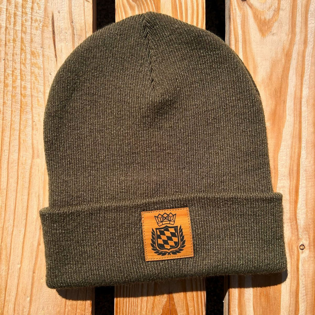 Mützn #ROYALBAVARIAN Bayern Beanie mit Lederlabel für Damen & Herren | Bayerisches Wappen Strickmütze