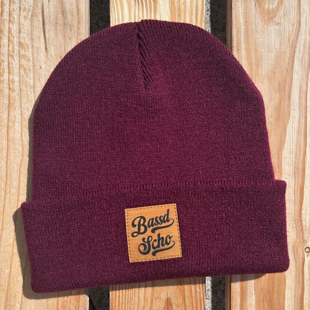 Mützn #BASSDSCHO Bayern Beanie mit Lederlabel für Damen & Herren | Bayerische Strickmütze