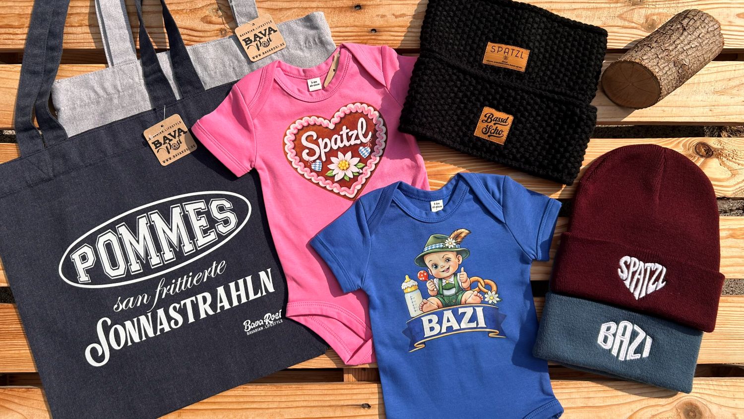 Bayerische Accessoires wie bayerische Mützen bayerische Taschen oder bayerische Baby Bodies von BavaRosi Fashion München Regensburg Augsburg Ingolstadt Geisenfeld Pfaffenhofen Rosenheim Mode Shop