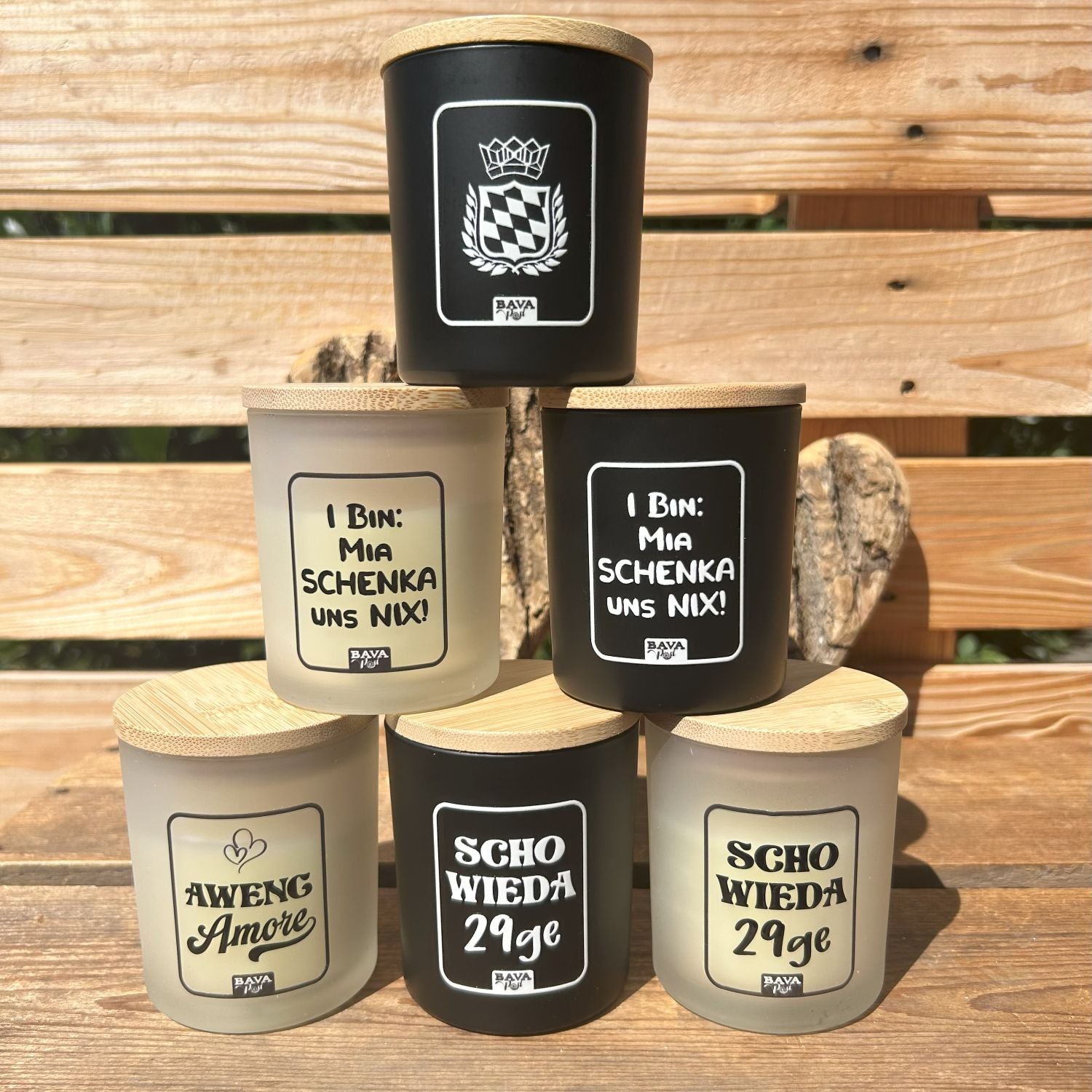 Bayerische Kerzen mit Spruch lustig von BavaRosi Fashion Spruchkerzen im Glas im bayerischen Dialekt Ideal als Geburtstagsgeschenk oder Weihnachtsgeschenk