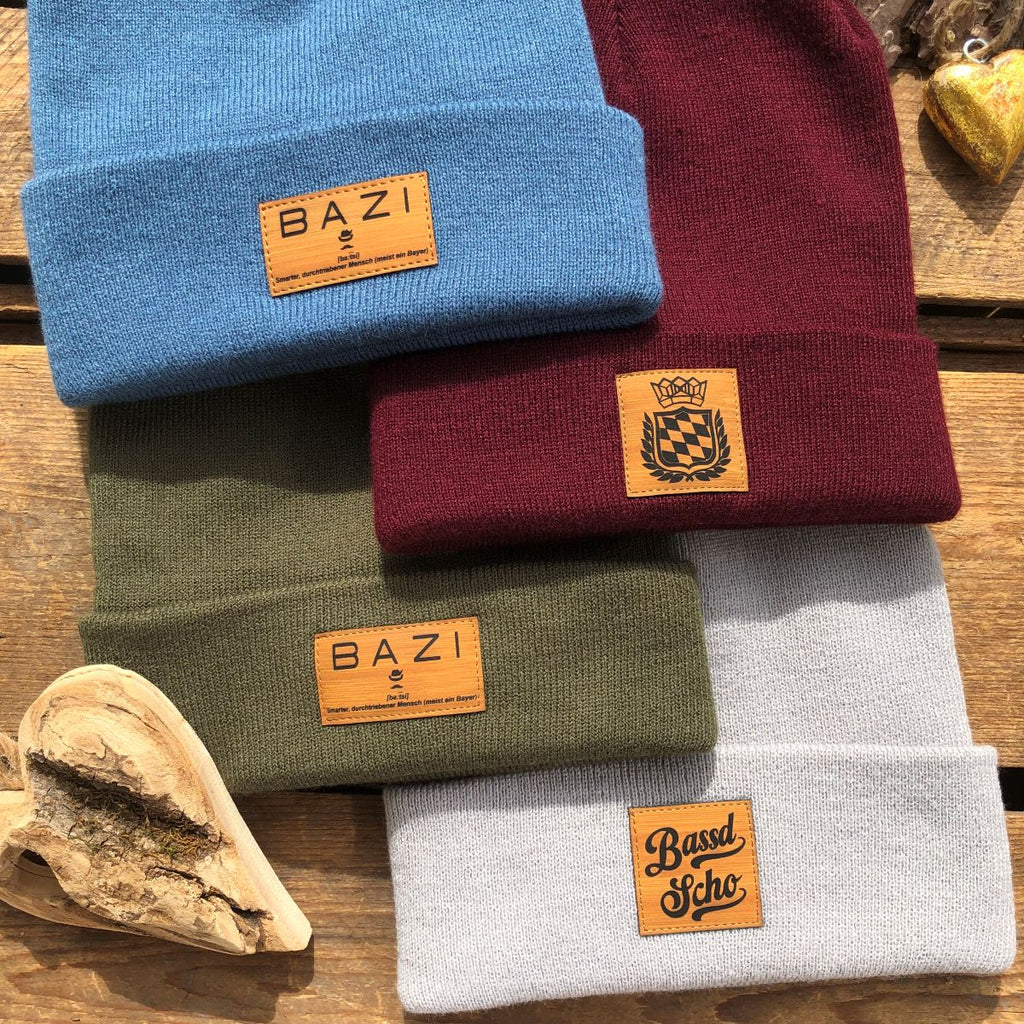 Mützn #BAZI Bayern Beanie mit Lederlabel für Herren | Bayerische Strickmütze