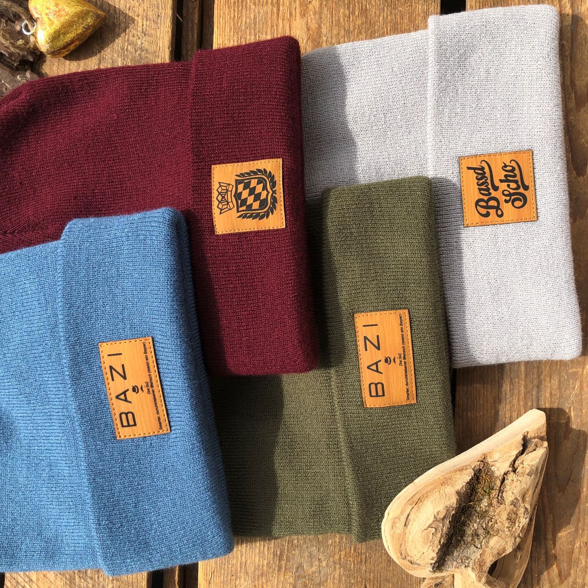 Mützn #BAZI Bayern Beanie mit Lederlabel für Herren | Bayerische Strickmütze