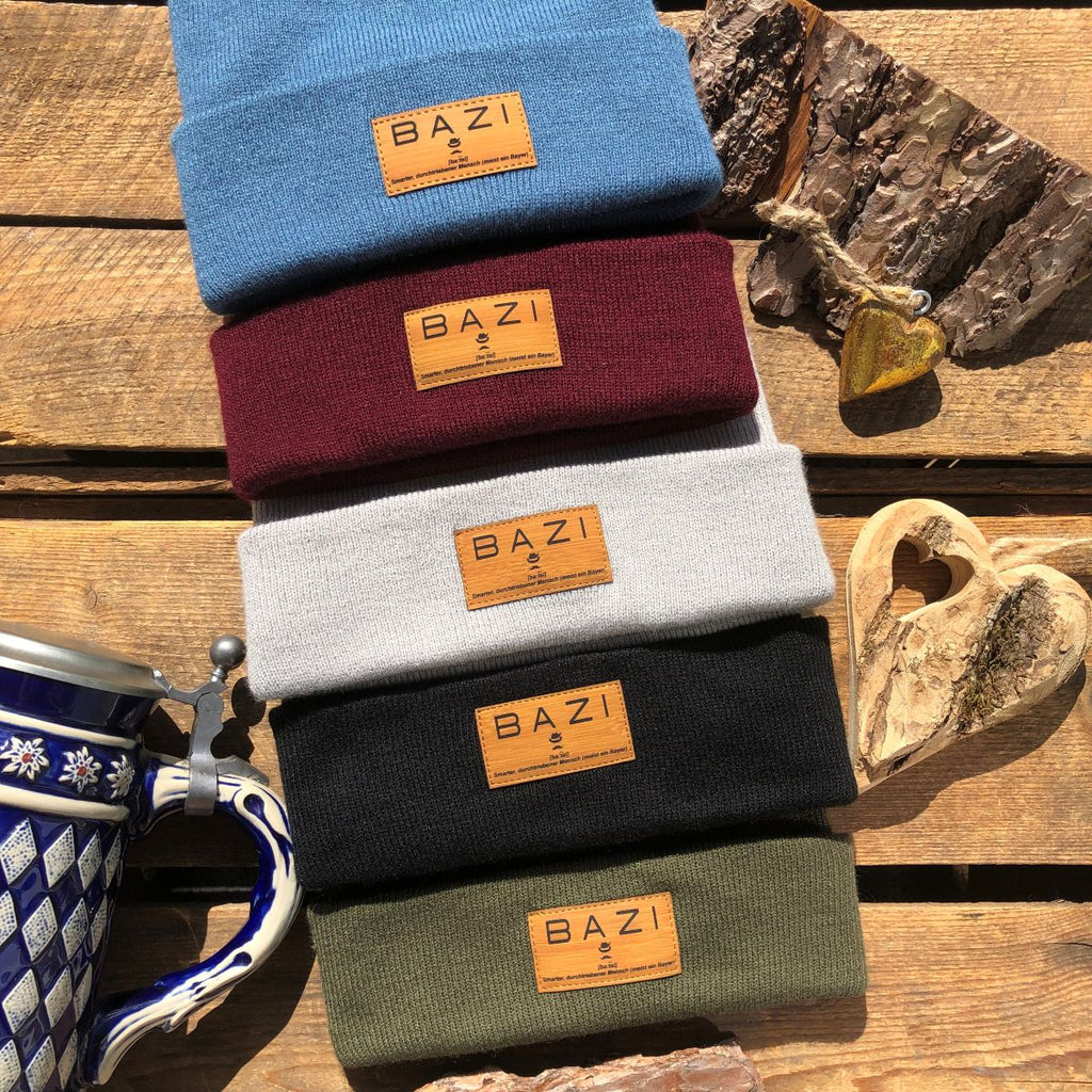 Mützn #BAZI Bayern Beanie mit Lederlabel für Herren | Bayerische Strickmütze
