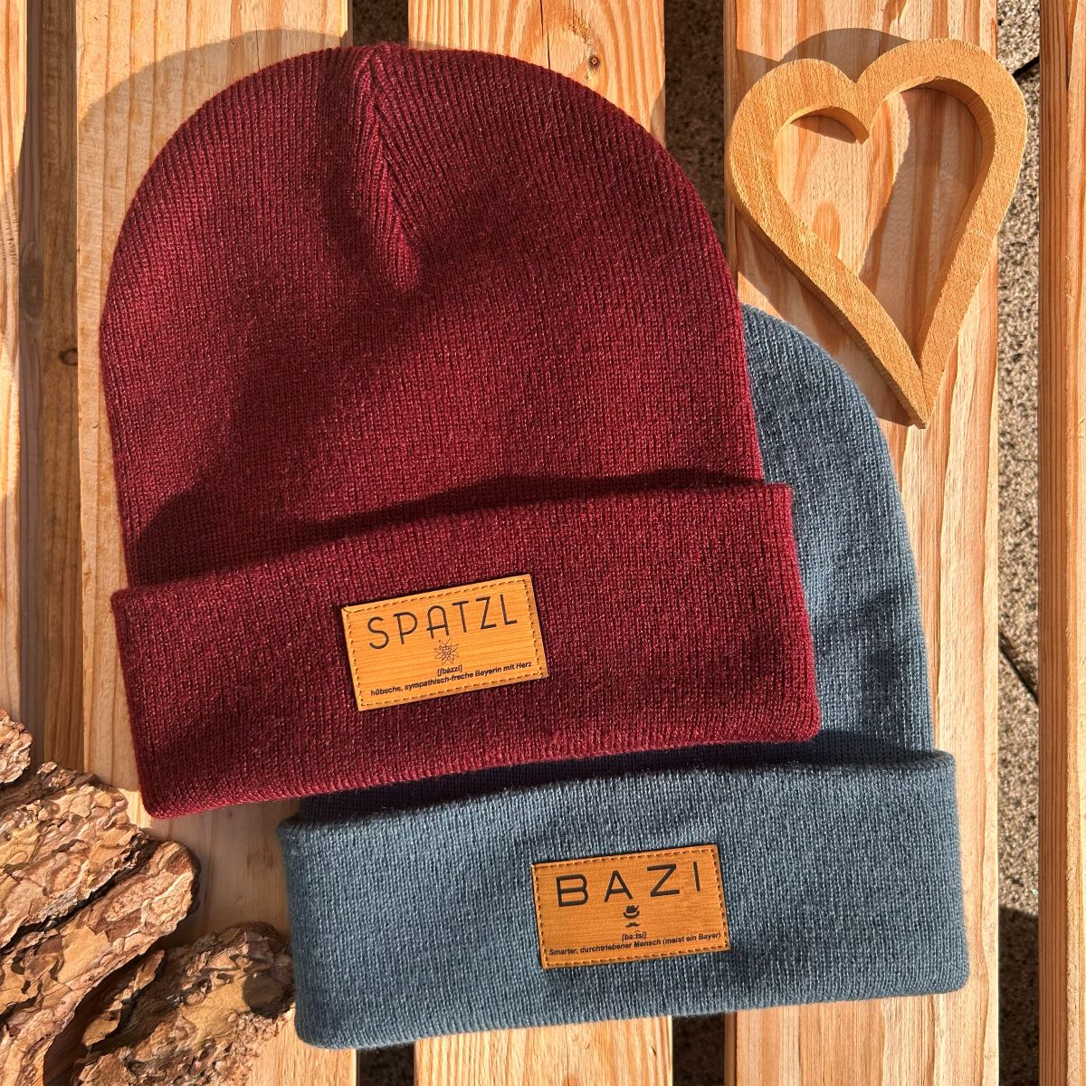 Mützn #SPATZL Bayern Beanie mit Lederlabel für Damen | Bayerische Strickmütze