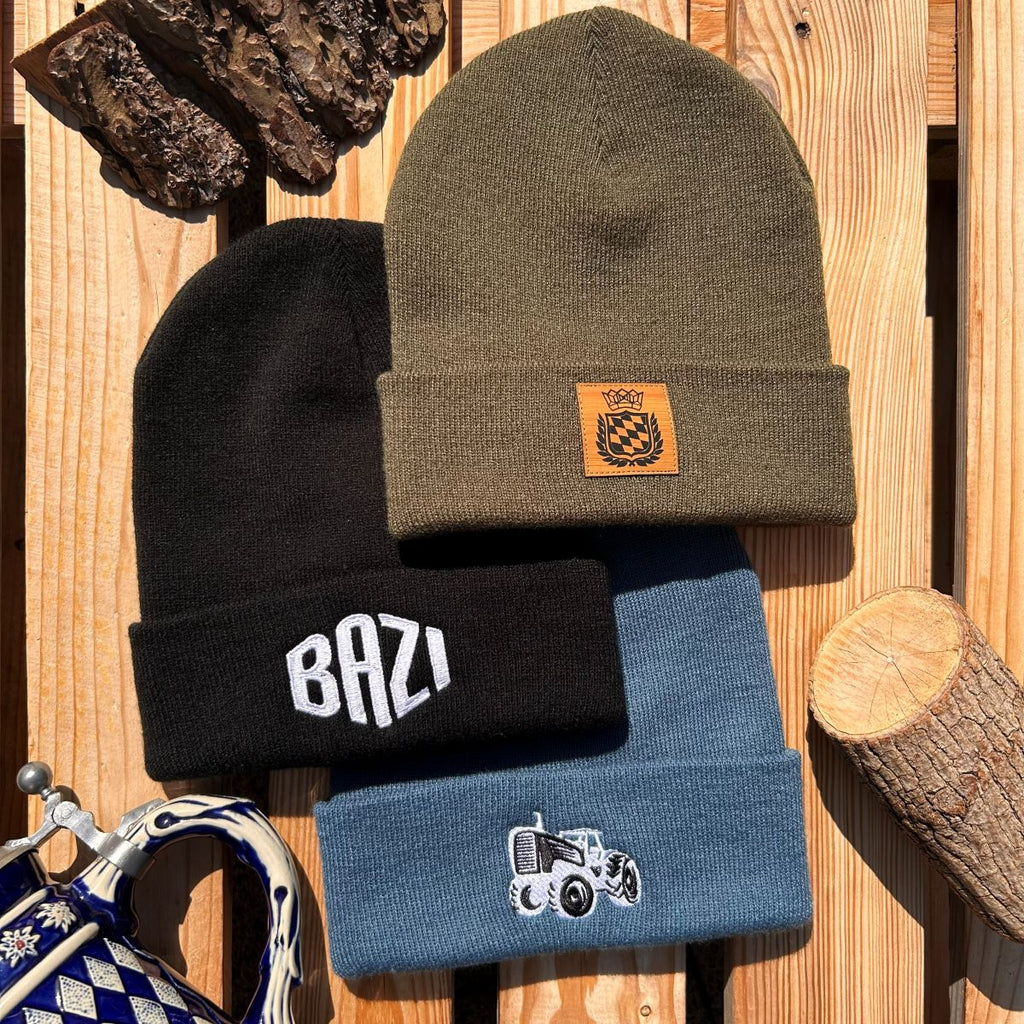 Mützn #ROYALBAVARIAN Bayern Beanie mit Lederlabel für Damen & Herren | Bayerisches Wappen Strickmütze