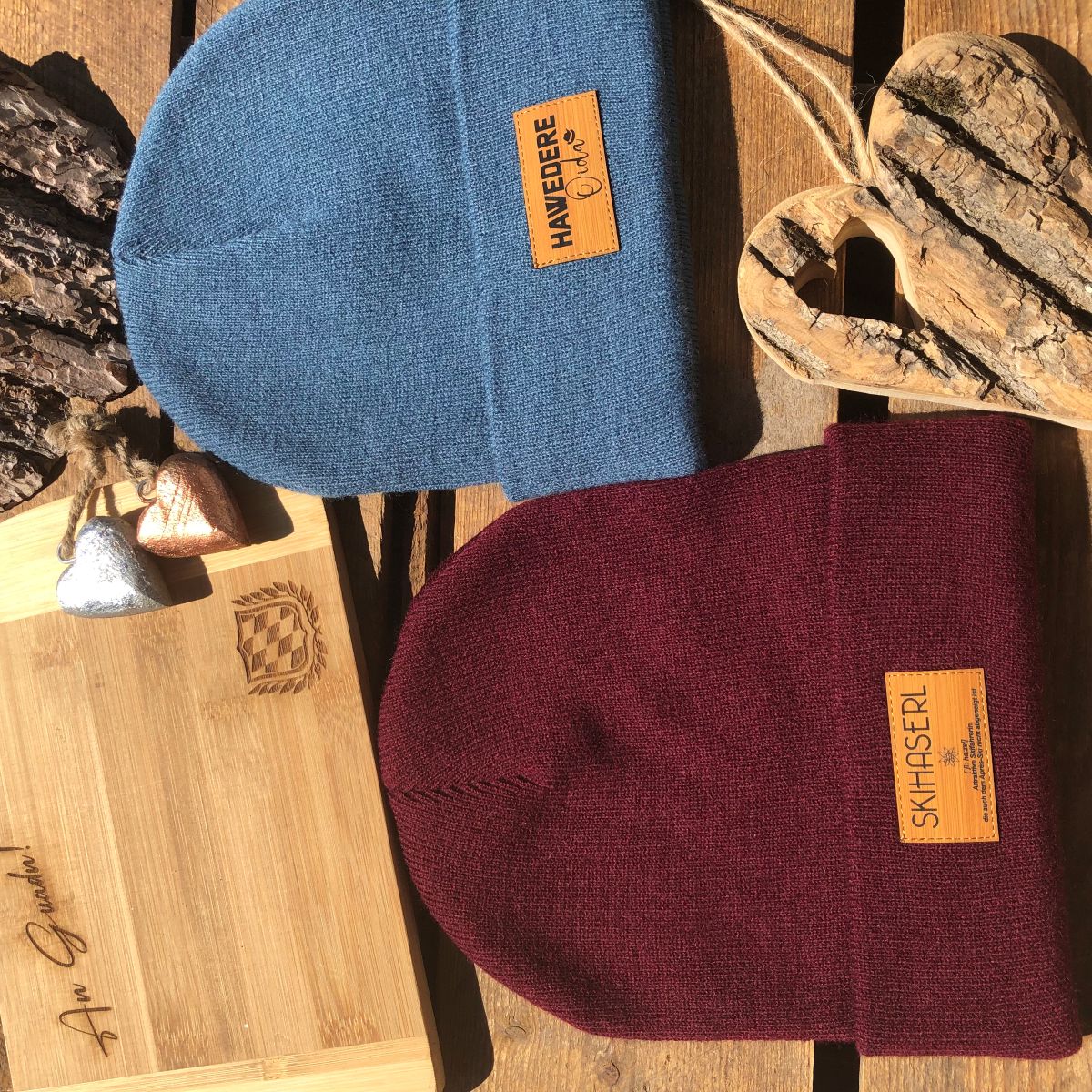 Mützn #SKIHASERL Bayern Beanie mit Lederlabel für Damen | Bayerische Strickmütze