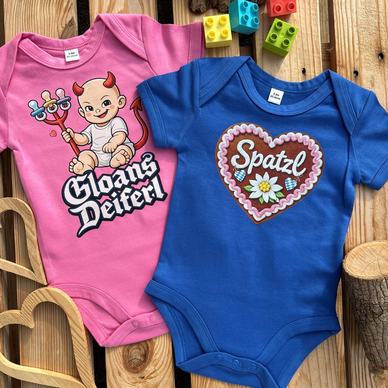 #SPATZL Herz Bayerischer Baby Body | Süße Babysachen für Mädchen als Geschenk zur Geburt