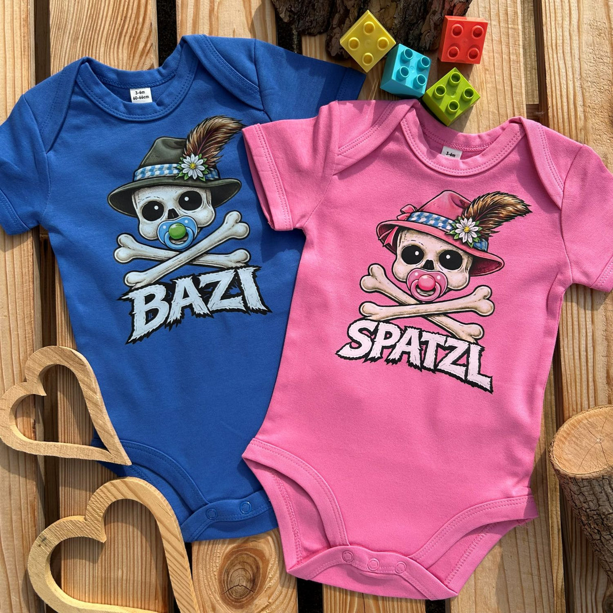 #SPATZL Skull Bayerischer Baby Body | Süße Babysachen für Mädchen als Geschenk zur Geburt