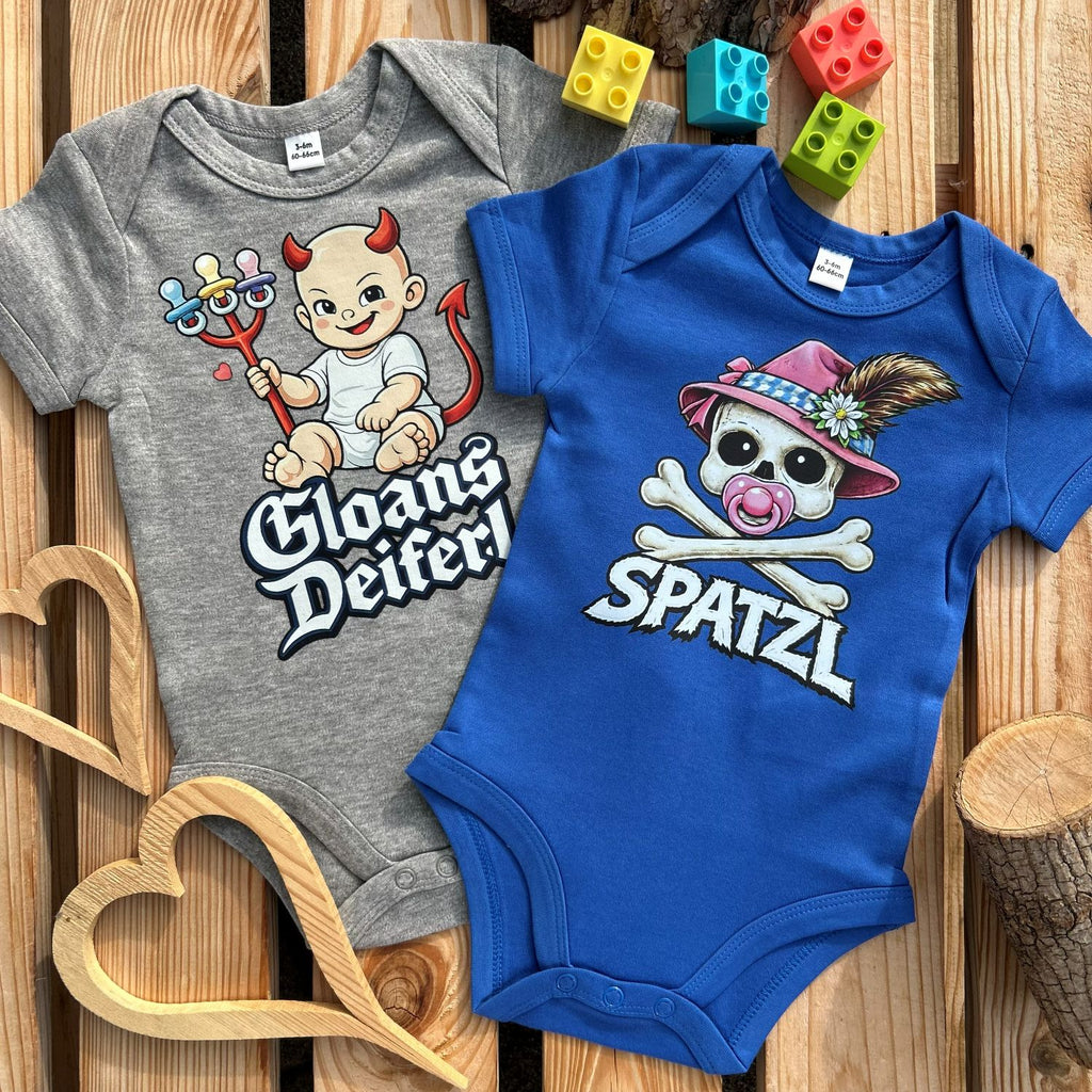 #SPATZL Skull Bayerischer Baby Body | Süße Babysachen für Mädchen als Geschenk zur Geburt