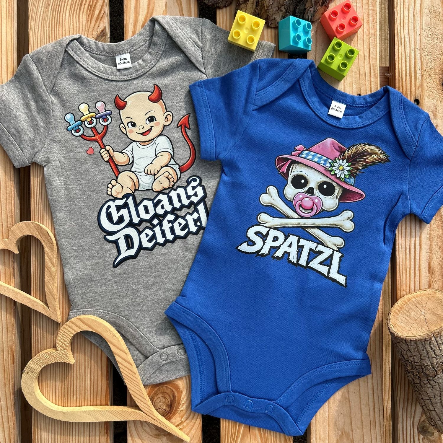 #SPATZL Skull Bayerischer Baby Body | Süße Babysachen für Mädchen als Geschenk zur Geburt