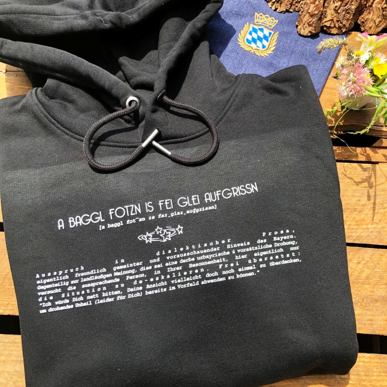 #BAGGLFOTZN Lexikon Hoodie für Damen & Herren aus Bio-Baumwolle | Bayerischer Kapuzenpullover