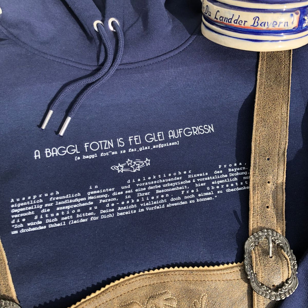 #BAGGLFOTZN Lexikon Hoodie für Damen & Herren aus Bio-Baumwolle | Bayerischer Kapuzenpullover