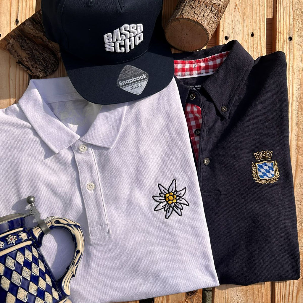 #EDELWEISS Besticktes Herren Poloshirt | Bayerisches Wiesn & Oktoberfest Outfit