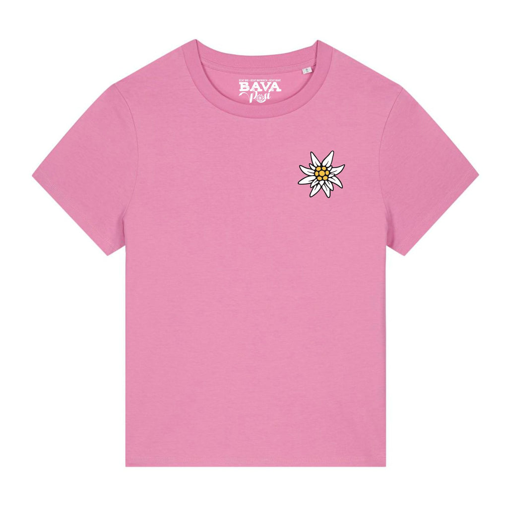 Edelweiss Damen T-Shirt bestickt mit dem schönen bayerischen Edelweiss Motiv BavaRosi Fashion Bayerische Damenmode mit Stil