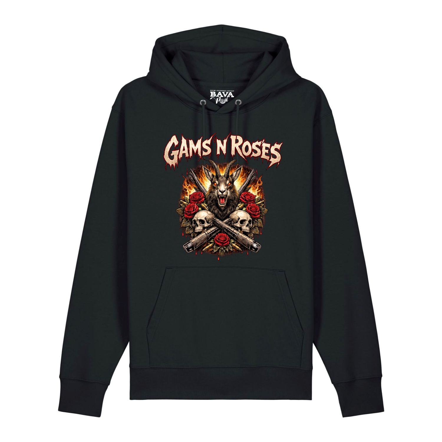 Gams n Roses Hoodie Guns n Roses BavaRosi Fashion Bayerische Hoodies Lustig Buadep Strawanza München Augsburg Pfaffenhofen Geisenfeld Schrobenhausen Regensburg Ingolstadt Garmisch Passau Mode Shirts Shop