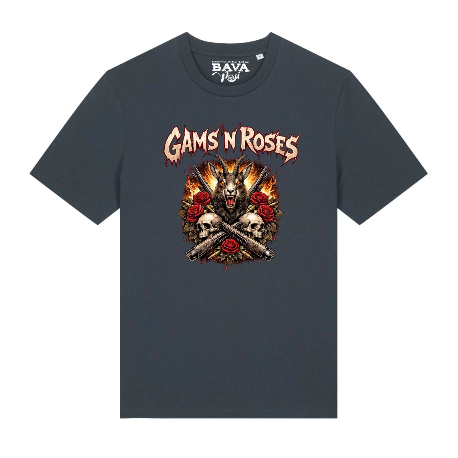 Gams n Roses T-Shirt Guns n Roses BavaRosi Fashion Bayerische T-Shirts Lustig Strawanza München Buadep Augsburg Pfaffenhofen Geisenfeld Schrobenhausen Regensburg Ingolstadt Garmisch Passau Mode Shirts Shop