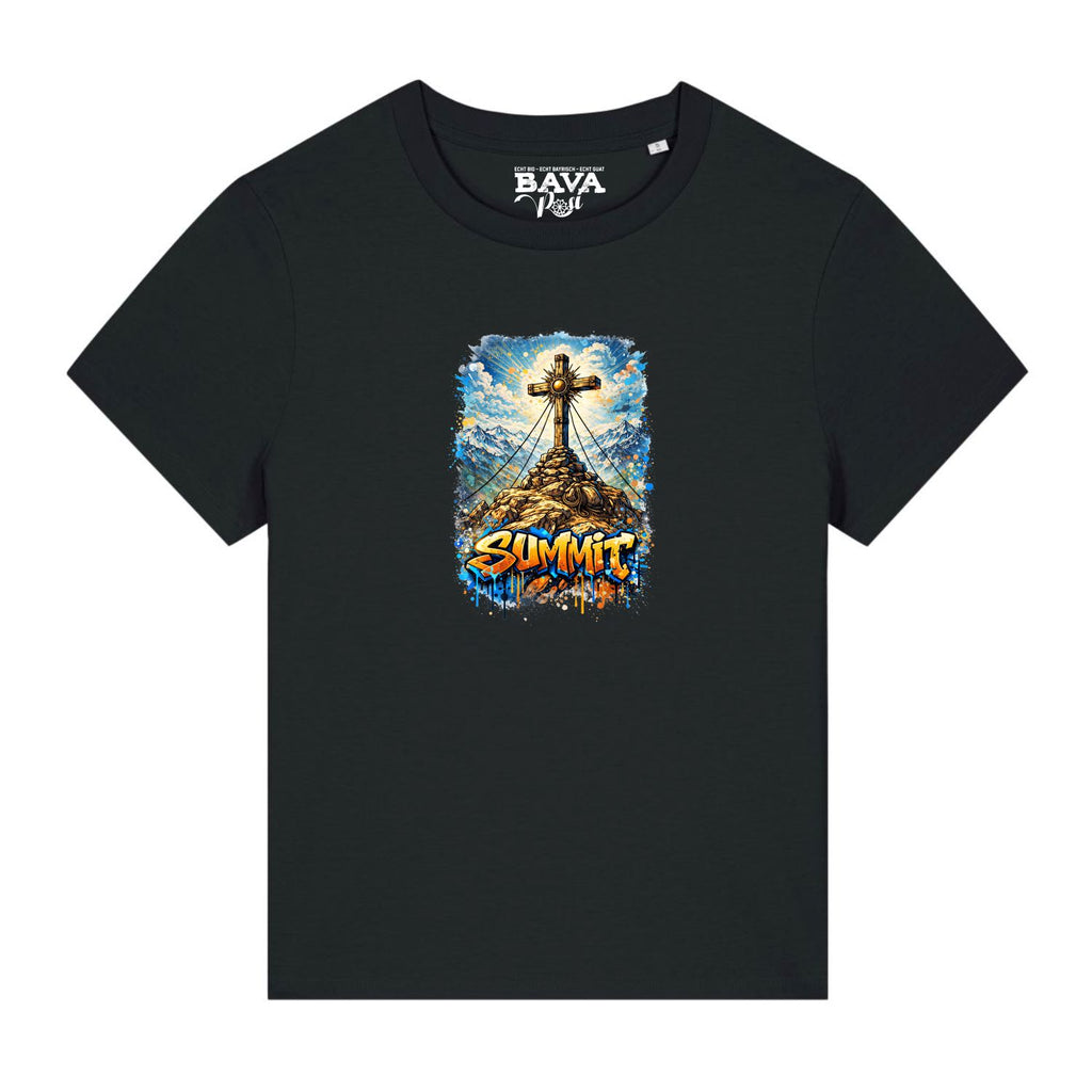 Gipfelkreuz Damen Shirt BavaRosi Fashion Summit Moderne Alpine Shirts Dopamin Stil Dopamin Chic Dopamin Mode Bayern Berge Damenshirts Strawanza Buadepp Bavarian Caps Damen Shirts Wiesn Outfit Oktoberfest Outfit Volksfest Frauen T-Shirts Vohburg Marktstadl Geisenfeld Tegernsee München Regensburg Ingolstadt Augsburg Shop