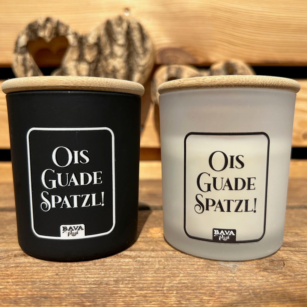 Bayerische Duftkerze Spruchkerze Ois Guade Spatzl Bayerische Kerzen BavaRosi Fashion Shop