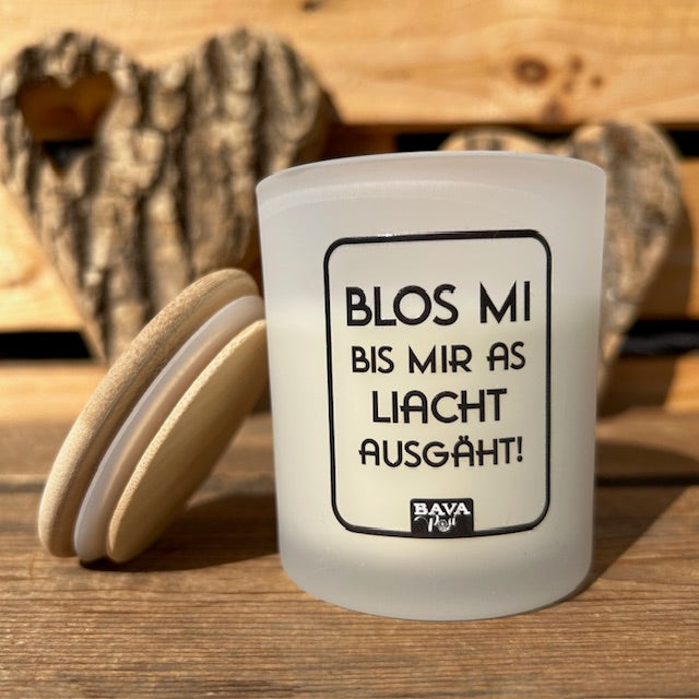 Bayerische Duftkerze Blos Mi Lustige Spruchkerze im bayerischen Dialekt Shop BavaRosi Fashion