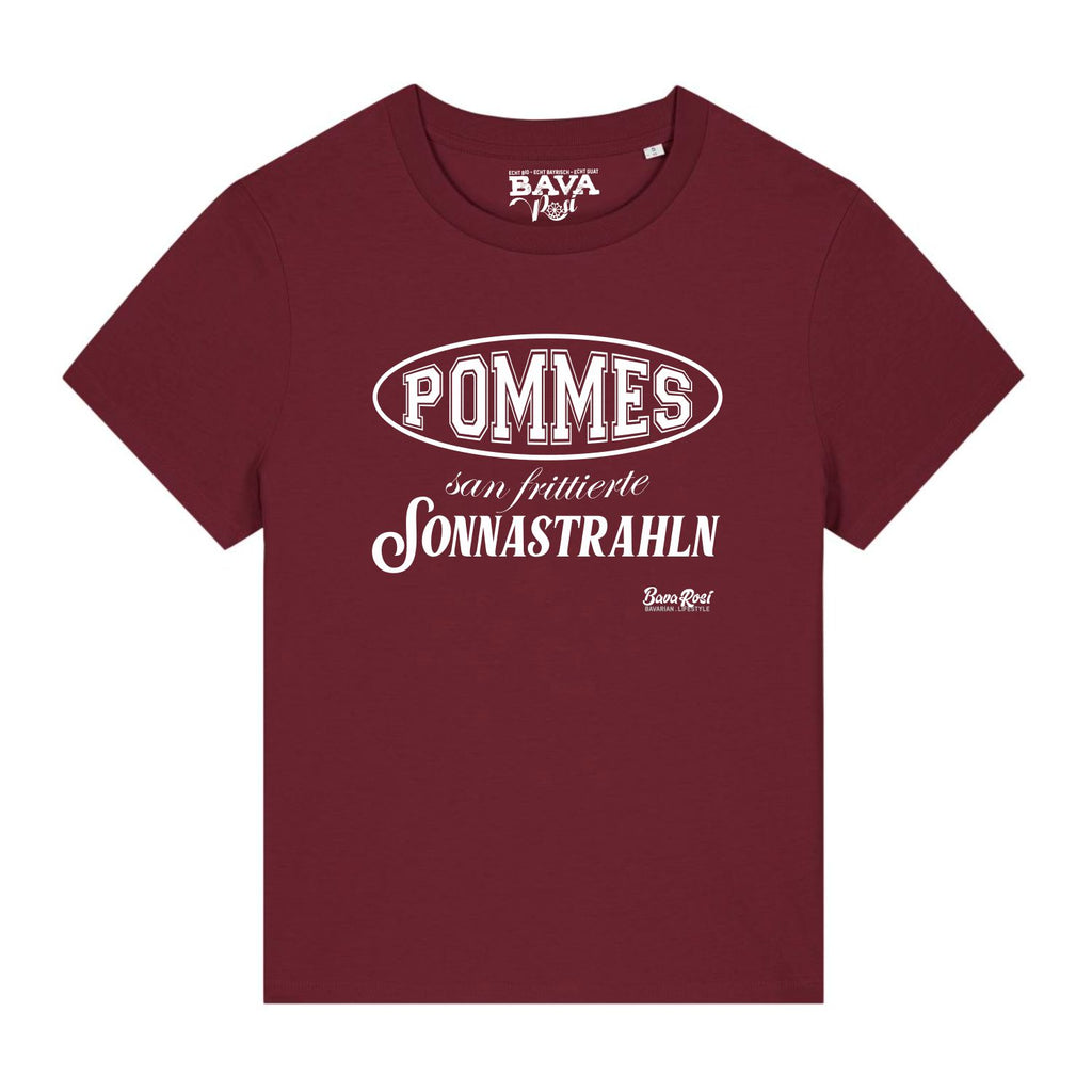 Pommes Damen Shirt Frittierte Sonnenstrahlen Bayerische Damen Shirts München Freising Erding Rosenheim Augsburg Regensburg Garmisch Füssen Mode Shop