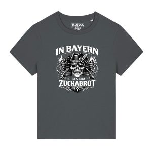 In Bayern gibts koa Zuckerbrot Peitsche Damen Shirt BavaRosi Fashion Bayerische Damenshirts Lustig Buadep Strawanza München Augsburg Pfaffenhofen Geisenfeld Schrobenhausen Regensburg Ingolstadt Garmisch Passau Damenmode Shirts Shop