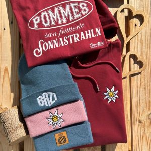 Edelweiß Hoodie von BavaRosi Fashion Bayerische Hoodies Alpen TEgernsee Garmisch Rosenheim München Ingolstadt Pfaffenhofen Regensburg Geisenfeld Mode Shop