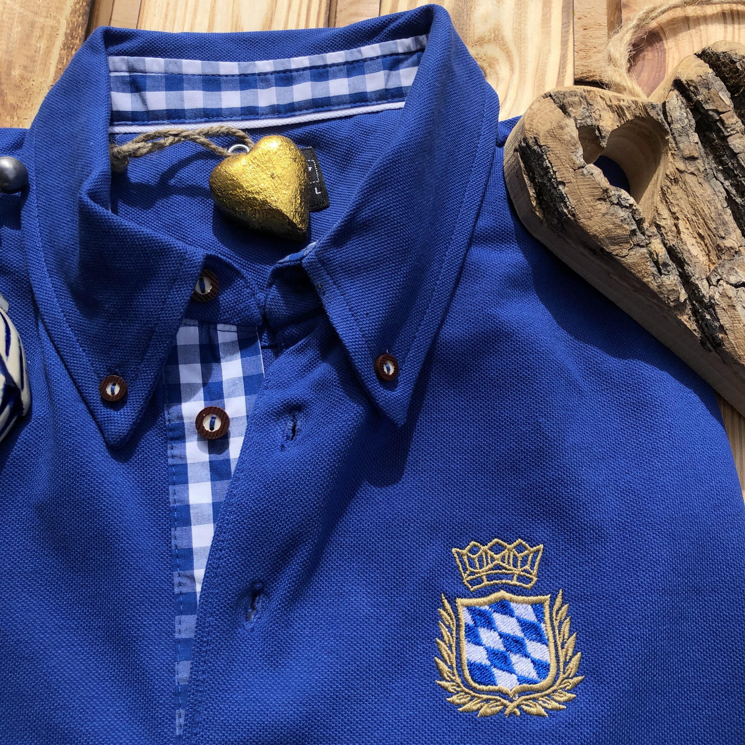 Bayerische Tracht Poloshirt blau Bavarosi Fashion