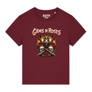 Gams n Roses Damen Shirt Guns n Roses BavaRosi Fashion Bayerische T-Shirts Lustig Strawanza München Buadep Augsburg Pfaffenhofen Geisenfeld Schrobenhausen Regensburg Ingolstadt Garmisch Passau Damenmode Shirts Shop