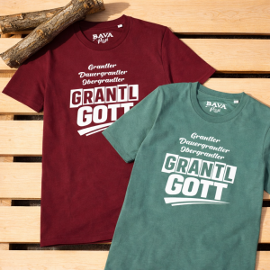 Bayerische T-Shirts Grantler Grantlgott von BavaRosi Fashion Bayerische Tragetaschen Bayerische Geschenke typisch München Geisenfeld Pfaffenhofen Ingolstadt Regensburg Strawanza Buadep Landshut Augsburg Tegernsee Passau Taschen Mode