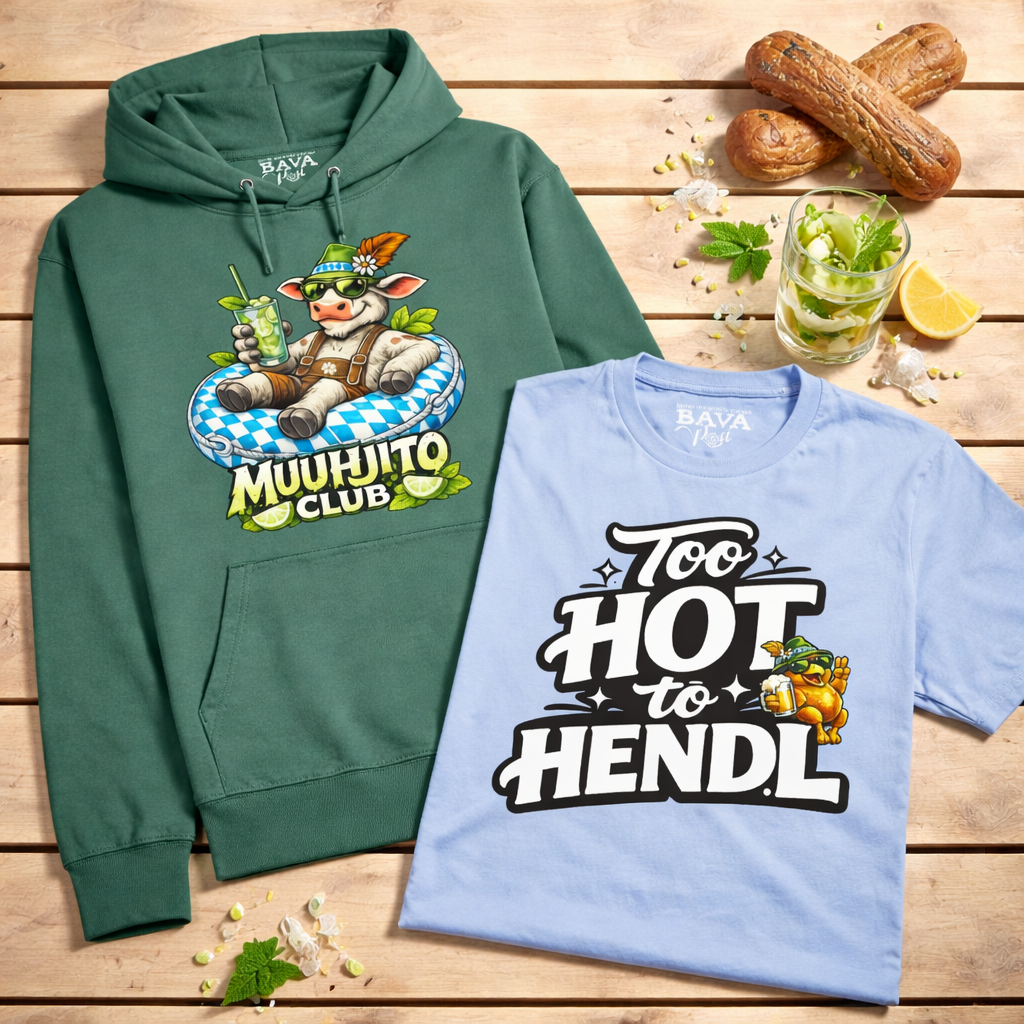 Bayerische T-Shirts und Hoodies Bayerische Geschenke BavaRosi Fashion Too Hot to Hendl Strawanza und Muuhjito Regensburg Ingolstadt Kösching Pfaffenhofen Geisenfeld München Augsburg Tegernsee Landshut Passau Garmisch Mode Shop